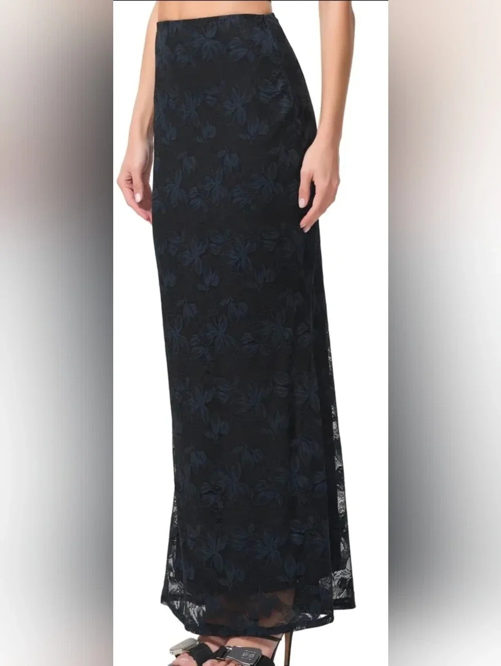 AFRM Tegan Black Lace Maxi Skirt